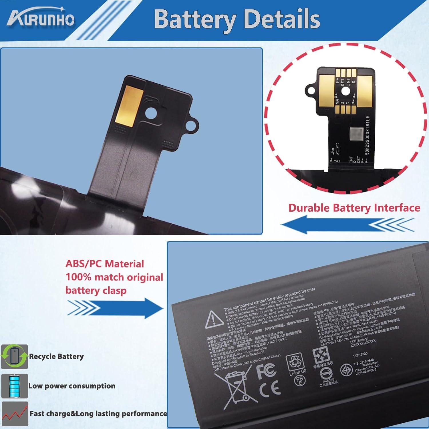 Amazon.com: AURUNHO G3HTA074H DYNH03 Laptop Battery Replacement